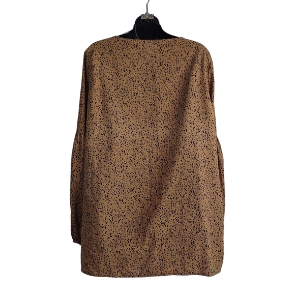 Shein Women's Black Brown Animal Print V-Neck Top Blouse Sz 1XL - Picture 2 of 11